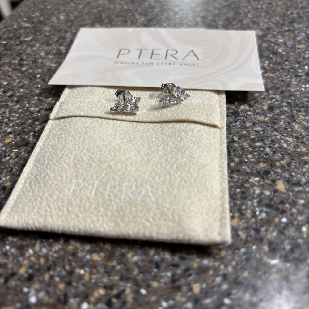 Silver Shimmer Cluster Huggie Hoops CZ Sterling Silver Click Hoop Earrings Ptera